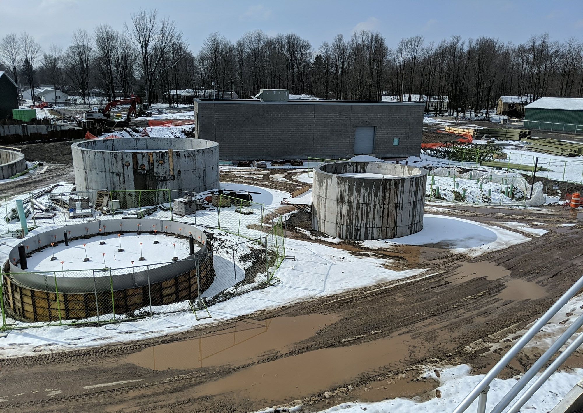 Digester Control Building, CAST Thickener Tank, and Primary Sludge Thickener Tank Site Image - March 22