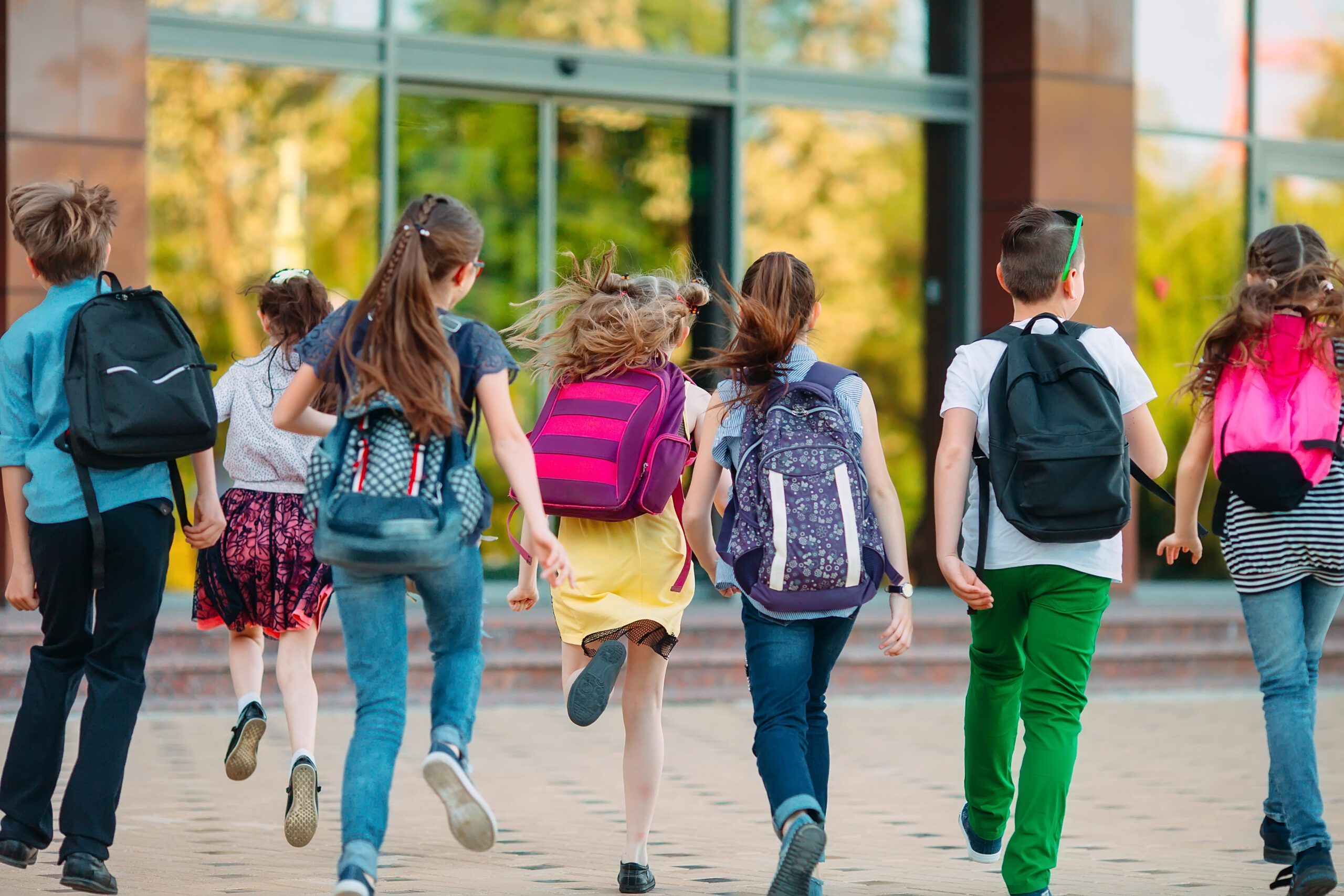 Group of kids going to school together